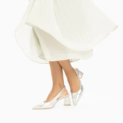 Escarpins Slingback Lara Argent A Bout Pointu