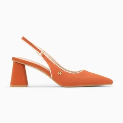 Escarpins Slingback Lara Orange A Bout Pointu