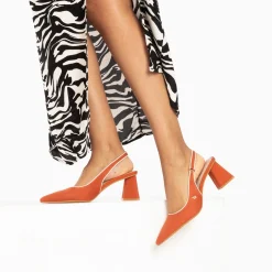 Escarpins Slingback Lara Orange A Bout Pointu