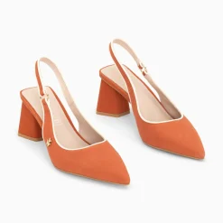 Escarpins Slingback Lara Orange A Bout Pointu