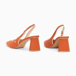 Escarpins Slingback Lara Orange A Bout Pointu