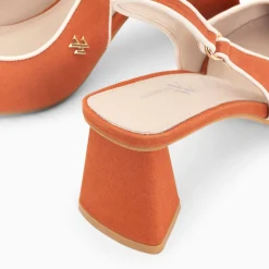 Escarpins Slingback Lara Orange A Bout Pointu
