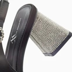 Escarpins Slingback Paris Noirs A Bout Pointu Et Talon Strass