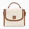 Mini Sac A Main Victoria Ivoire Et Camel En Faux Shearling