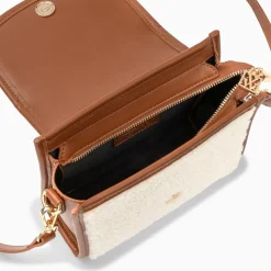 Mini Sac A Main Victoria Ivoire Et Camel En Faux Shearling
