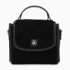 Mini Sac A Main Victoria Noir En Faux Shearling