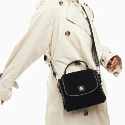 Mini Sac A Main Victoria Noir En Faux Shearling