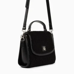 Mini Sac A Main Victoria Noir En Faux Shearling