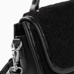 Mini Sac A Main Victoria Noir En Faux Shearling