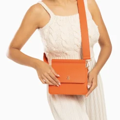 Mini Sac Trapeze Aurelie Orange A Bandouliere