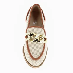 Mocassins Barbara Beiges A Chaine Or