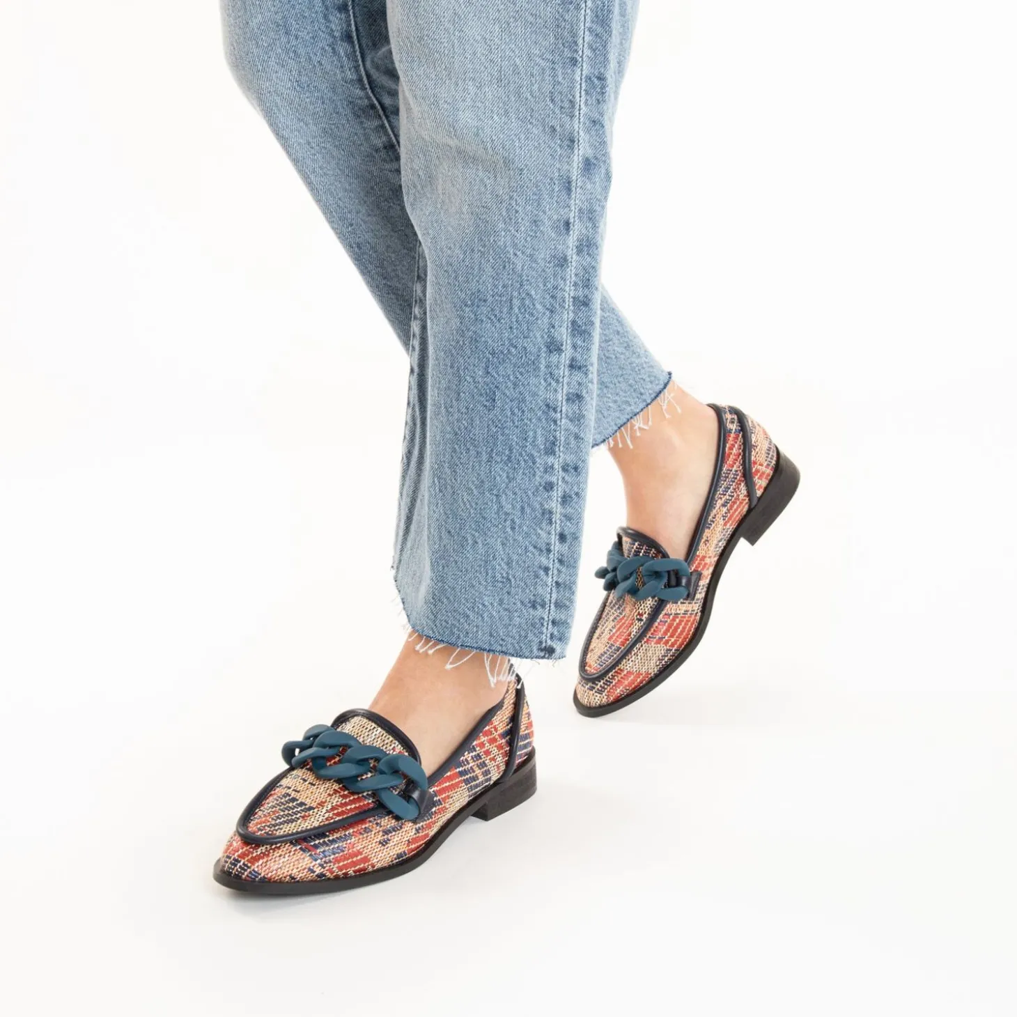 Mocassins Barbara Marine A Chaine Mate