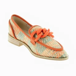 Mocassins Barbara Orange A Chaine Mate