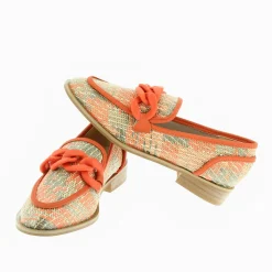 Mocassins Barbara Orange A Chaine Mate