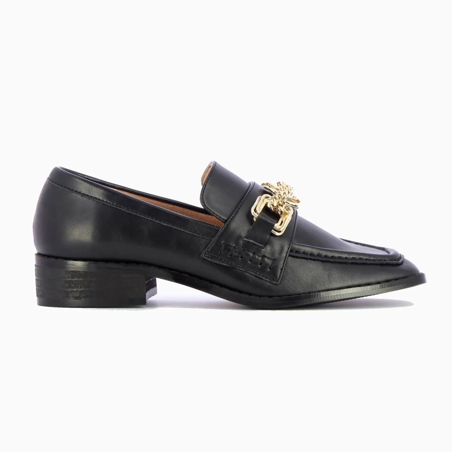 Mocassins Denise Noirs A Chaine Or Multi-Maillons