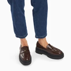 Mocassins Rosalie Marron A Plateforme Crantee