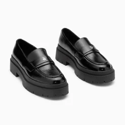 Mocassins Rosalie Noirs A Plateforme Crantee