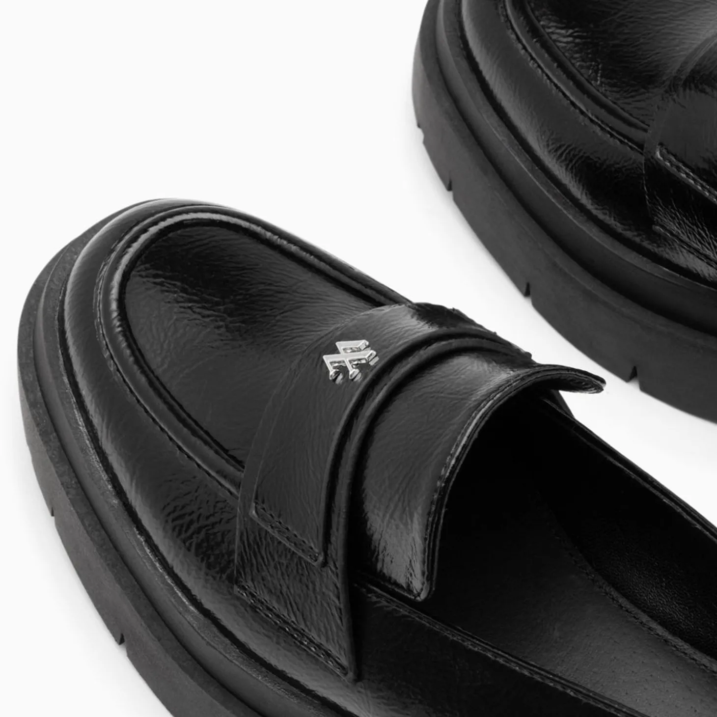 Mocassins Rosalie Noirs A Plateforme Crantee