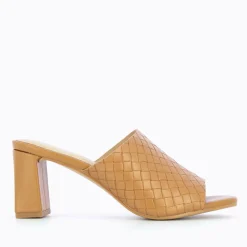 Mules A Talon Melaurie Camel Effet Tresse