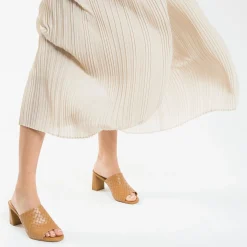 Mules A Talon Melaurie Camel Effet Tresse