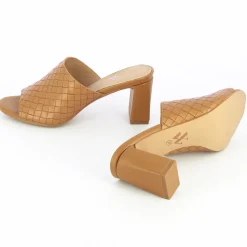 Mules A Talon Melaurie Camel Effet Tresse