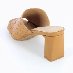 Mules A Talon Melaurie Camel Effet Tresse