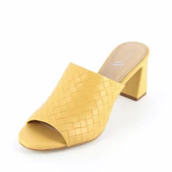 Mules A Talon Melaurie Jaunes Effet Tresse