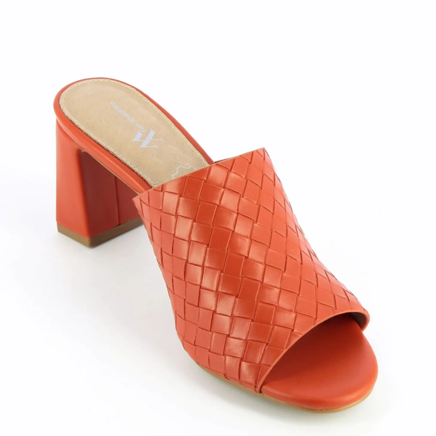 Mules A Talon Melaurie Rouge Effet Tresse