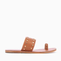 Mules Cloutees Laeticia Camel A Passe-Pouce