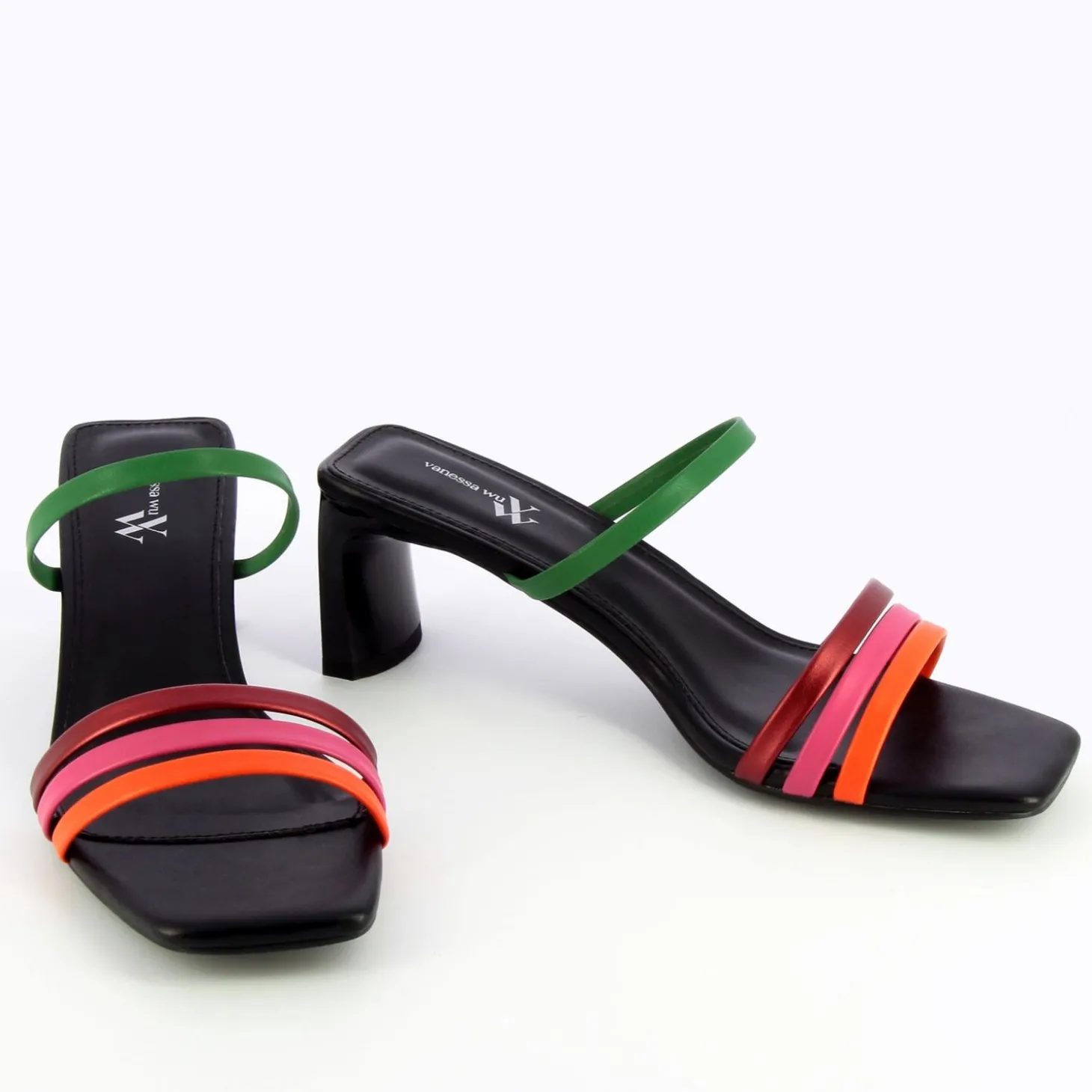 Mules Gaetane Noires A Brides Multicolores