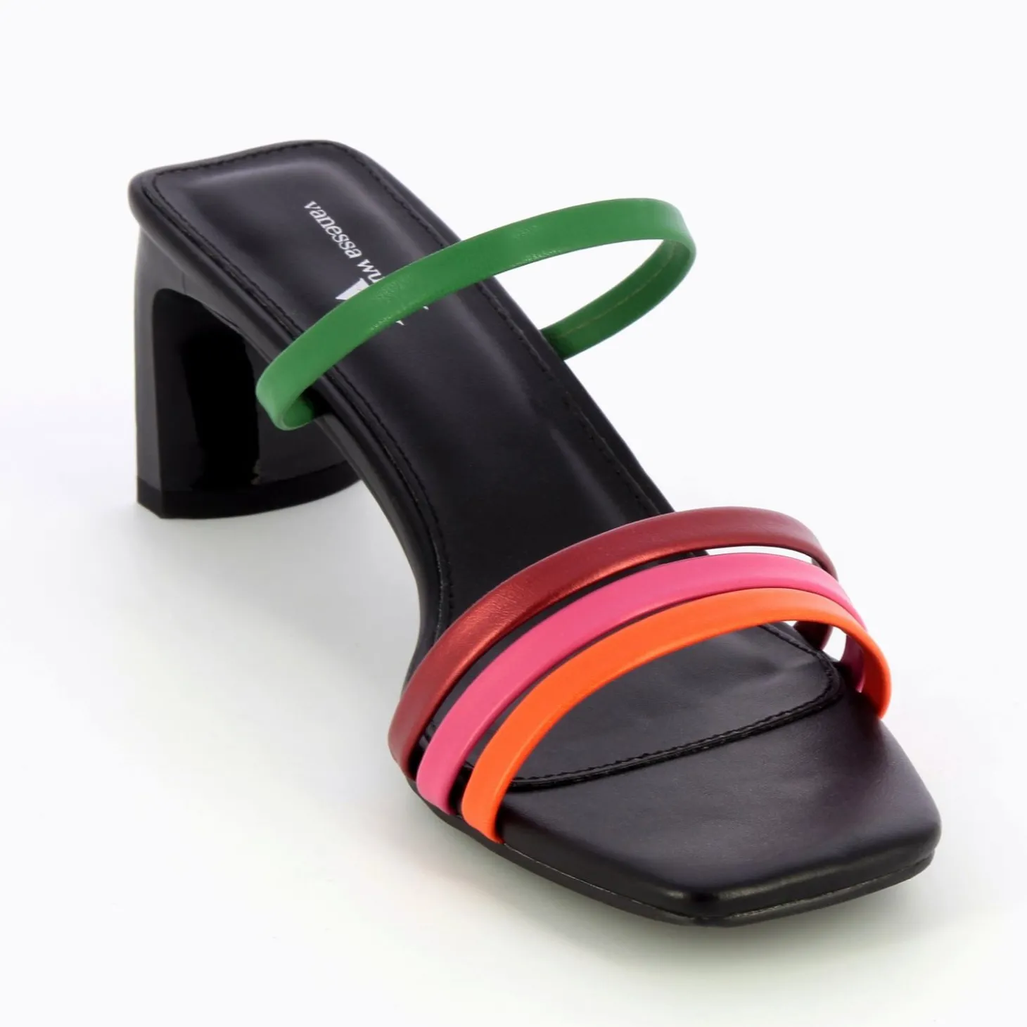 Mules Gaetane Noires A Brides Multicolores