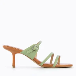 Mules Kitten Heel Axelle Vert Amande