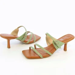 Mules Kitten Heel Axelle Vert Amande