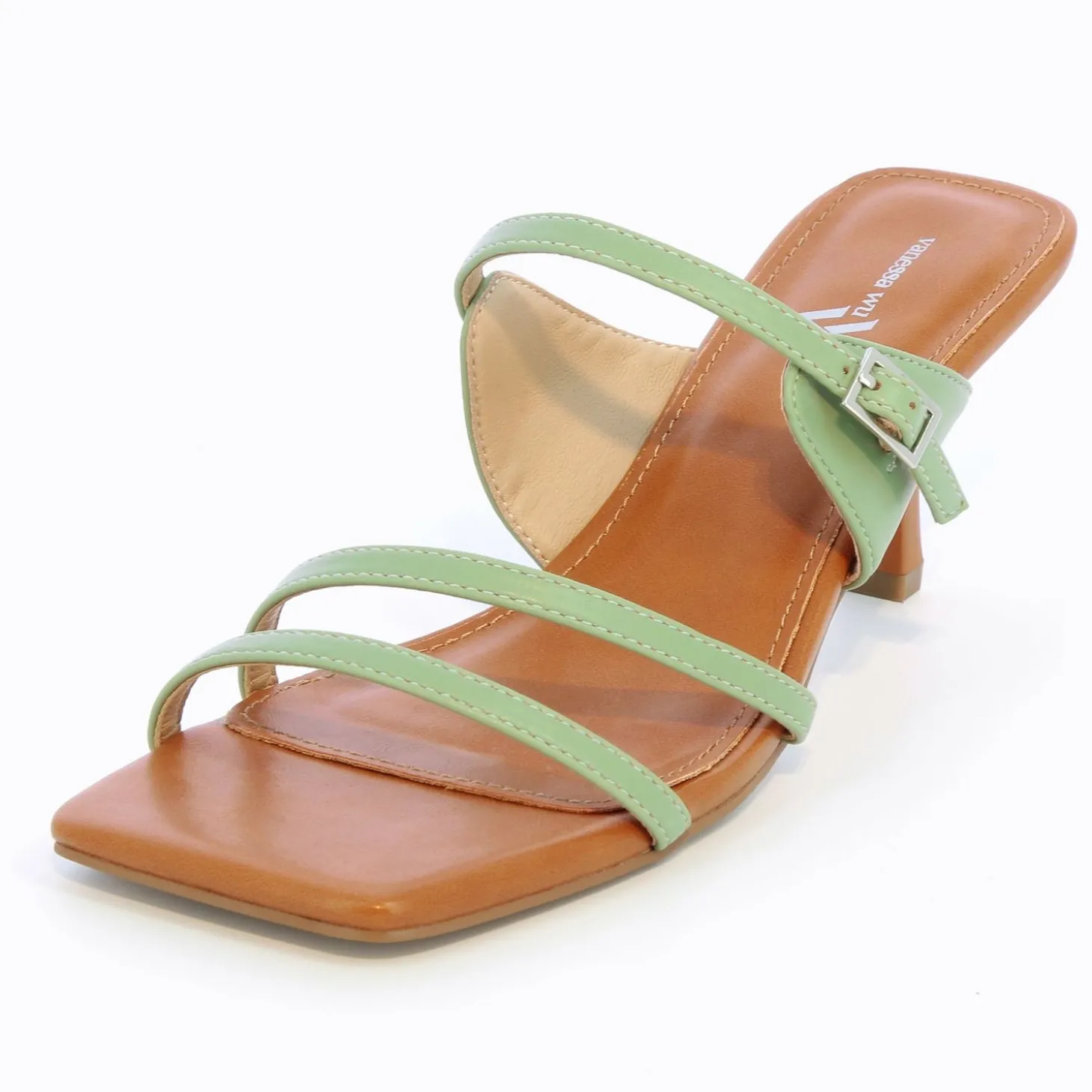 Mules Kitten Heel Axelle Vert Amande