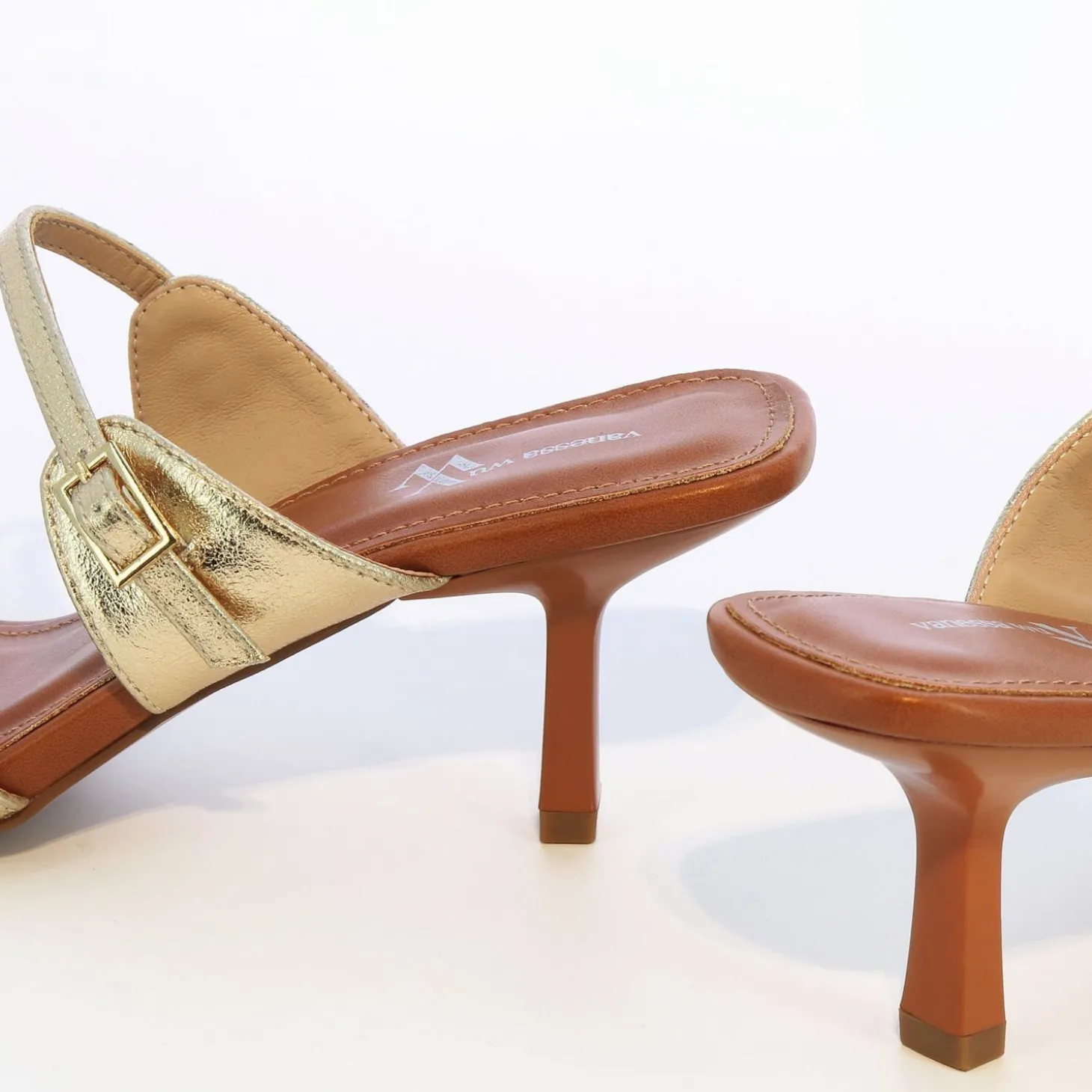 Mules Kitten Heel Axelle Or