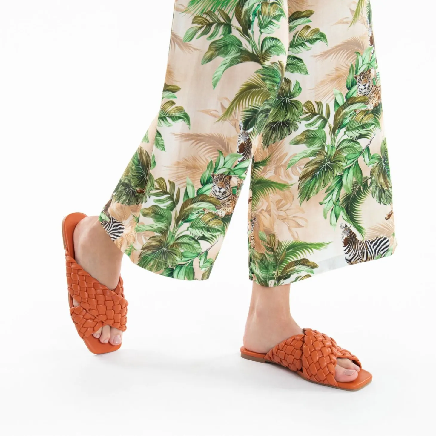 Mules Lillianna Brique A Larges Brides Tressees Croisees