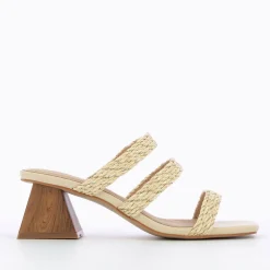 Mules Melyne Beiges A Talon Pyramide