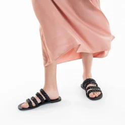 Mules Mila A Brides Tressees Noires