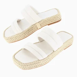Mules Nala Beige Clair A Plateforme Cordes