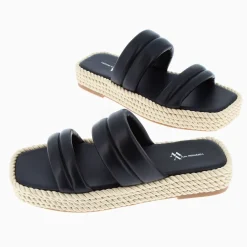 Mules Nala Noires A Plateforme Cordes