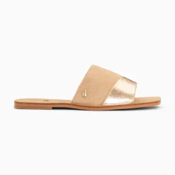 Mules Plates Soeacik Bi-Matiere Beige Et Rose Gold
