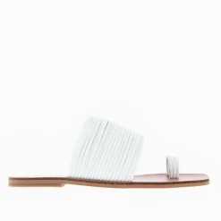 Mules Thea Blanches A Multiples Brides Et Passe-Pouce