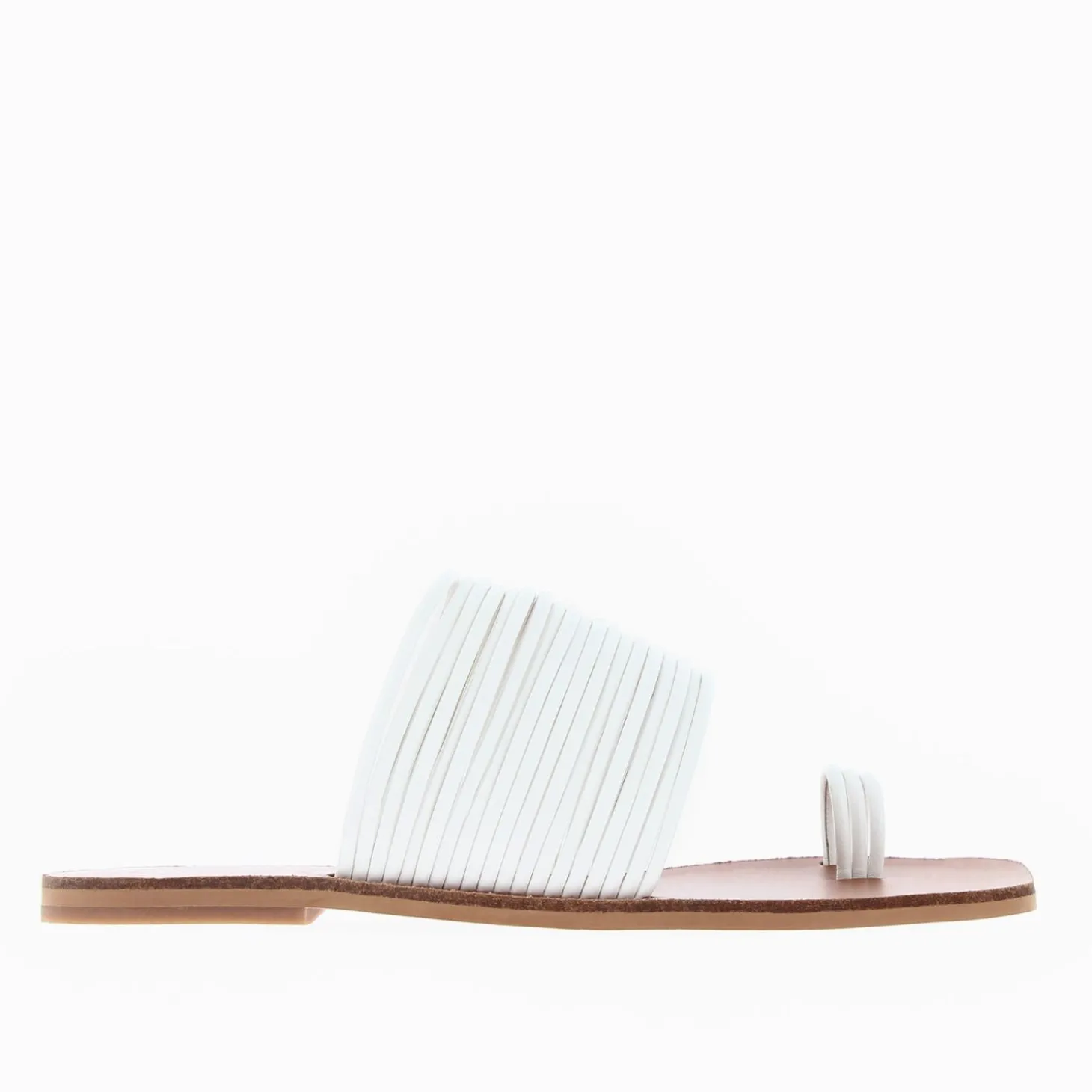 Mules Thea Blanches A Multiples Brides Et Passe-Pouce