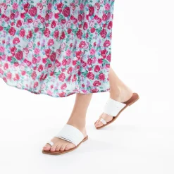 Mules Thea Blanches A Multiples Brides Et Passe-Pouce