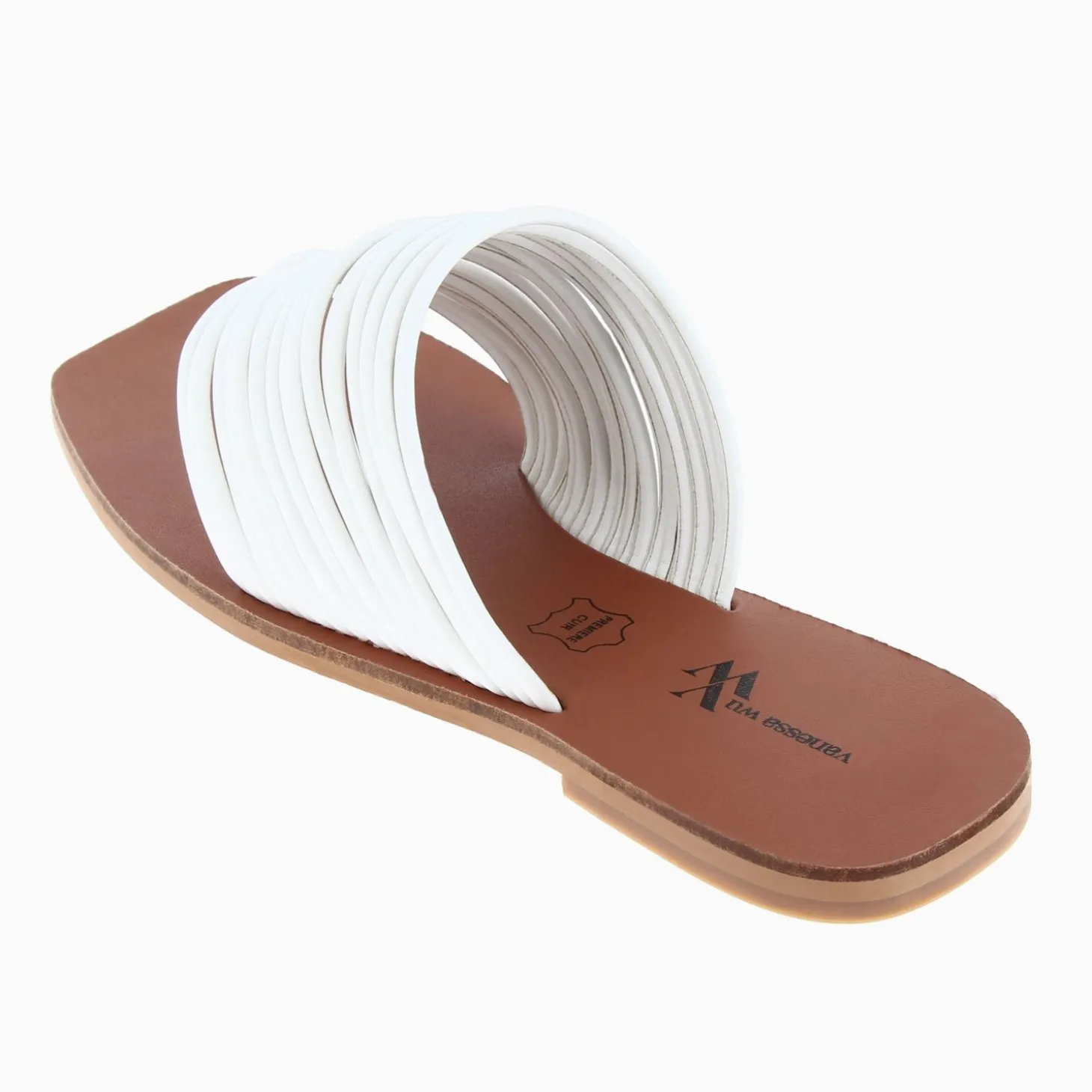 Mules Thea Blanches A Multiples Brides Et Passe-Pouce