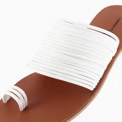 Mules Thea Blanches A Multiples Brides Et Passe-Pouce