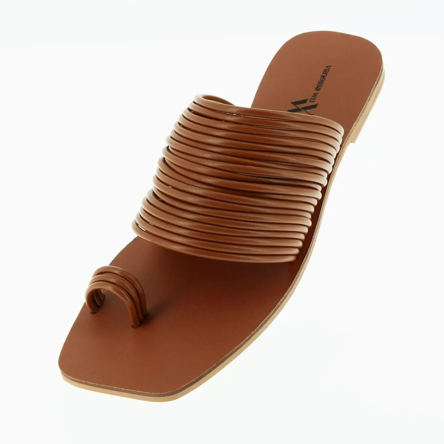 Mules Thea Camel A Multiples Brides Et Passe-Pouce