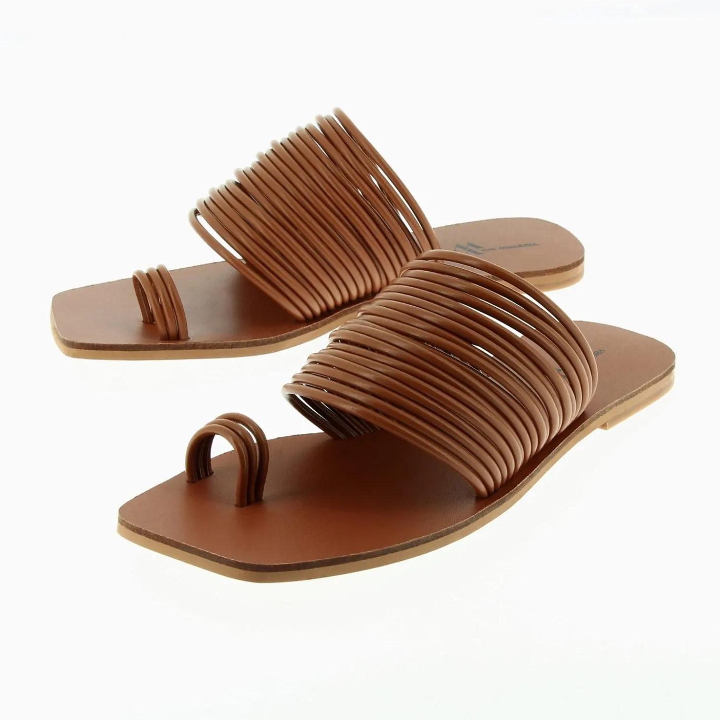 Mules Thea Camel A Multiples Brides Et Passe-Pouce
