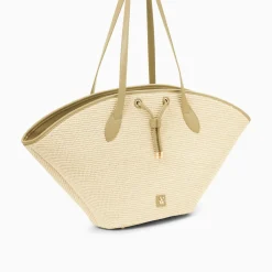 Panier Oversize Vivienne En Raphia Beige A Details Kaki