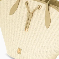 Panier Oversize Vivienne En Raphia Beige A Details Kaki
